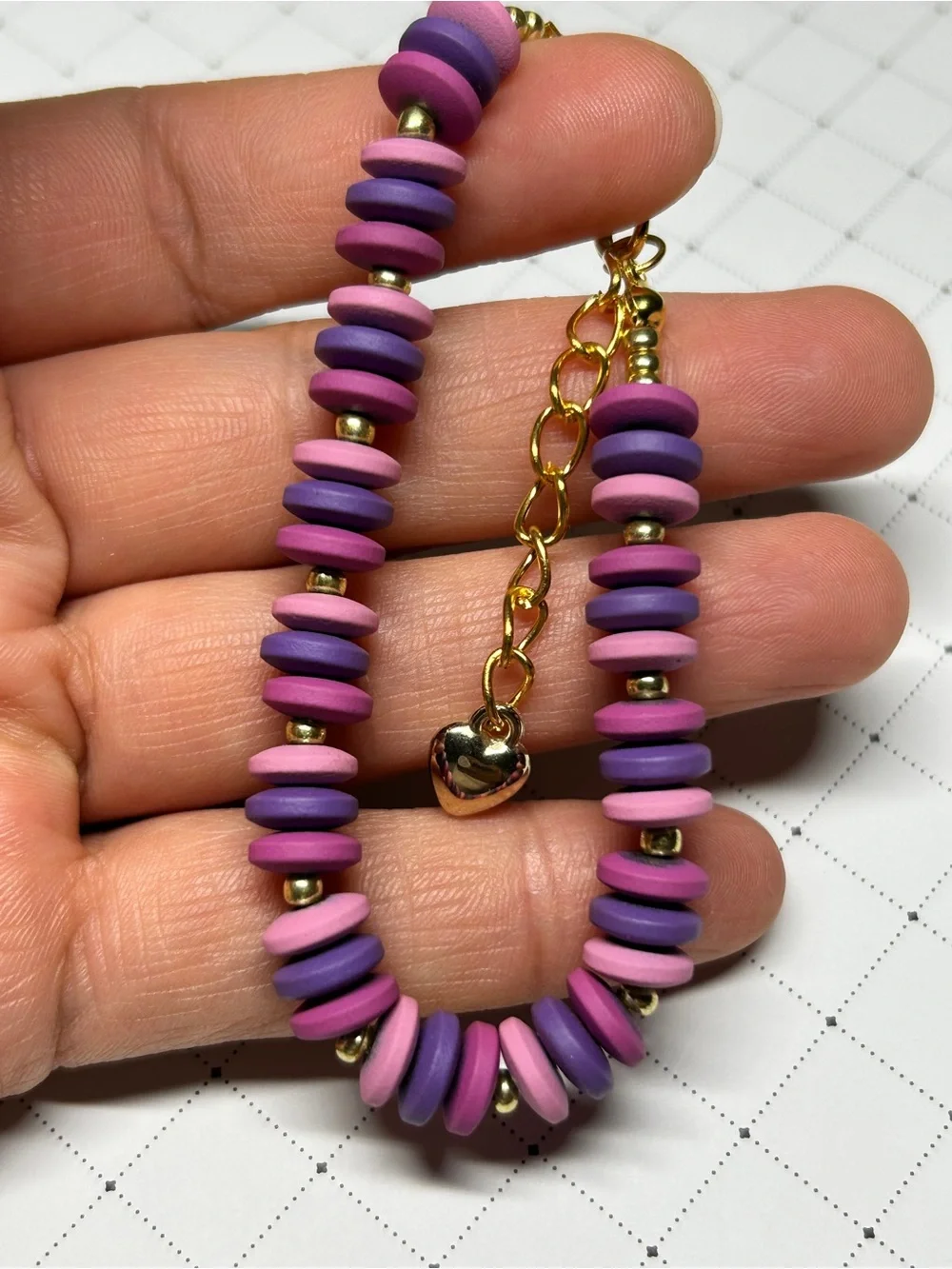 Pink & Purple Hematite Beaded Bracelet